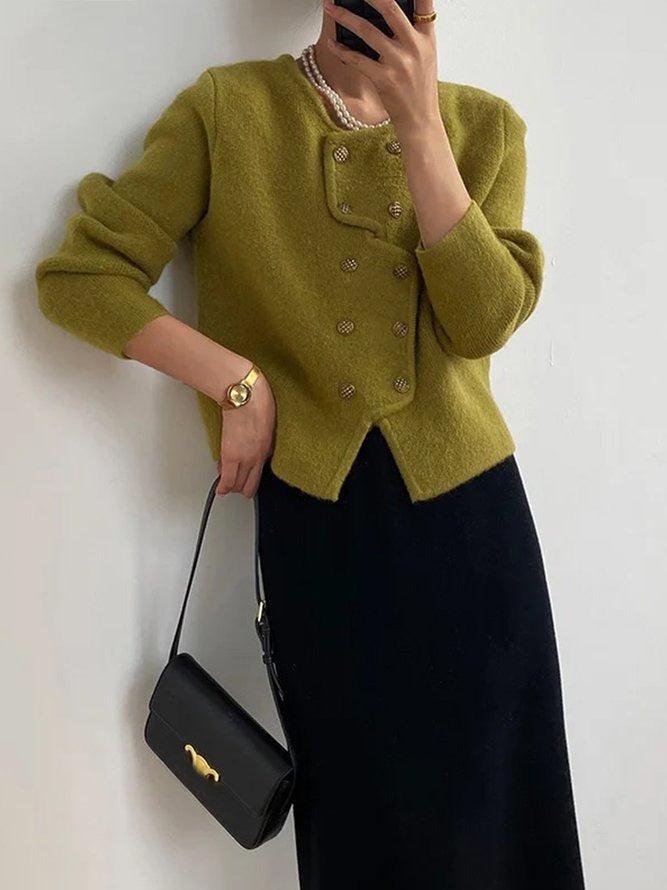 Elegant Plain Long Sleeve Sweater - Dein perfekter kuscheliger Herbstbegleiter