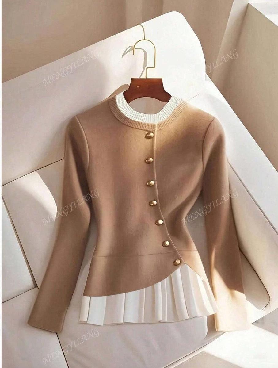 Chic Apricot Langarm-Pullover - Herbstshafter Komfort & Eleganz