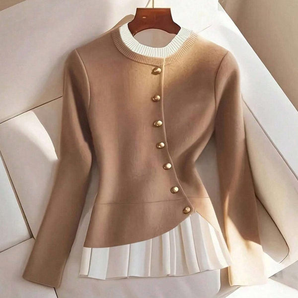 Chic Apricot Langarm-Pullover - Herbstshafter Komfort & Eleganz