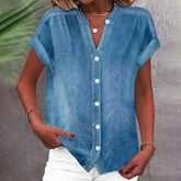 Winter Denim Top Blau – Kurzarm, Layering Must-have