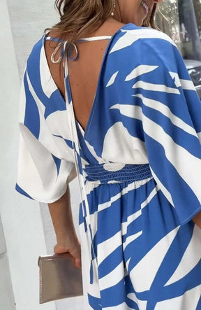Blue Print 3/4 Sleeve Maxi Kleid - Stilvolle Eleganz für den Herbst
