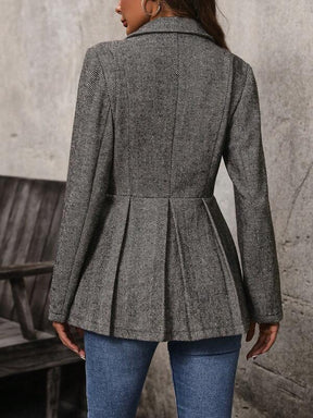 Eleganter Winter Blazer Mantel grau tailliert für Damen