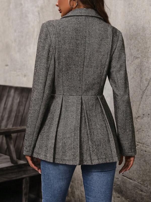 Eleganter Winter Blazer Mantel grau tailliert für Damen