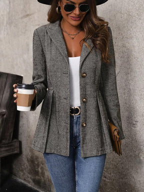 Eleganter Winter Blazer Mantel grau tailliert für Damen