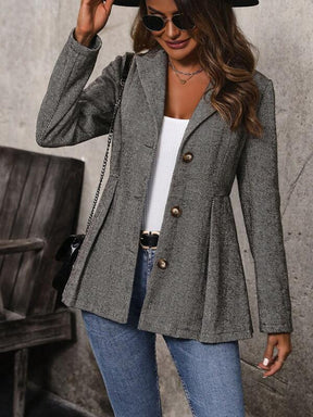 Eleganter Winter Blazer Mantel grau tailliert für Damen