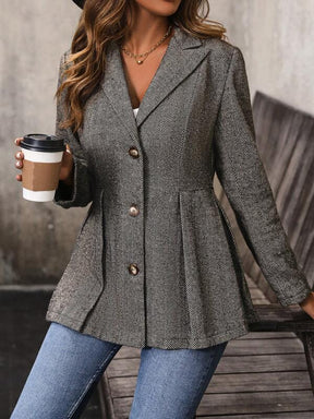 Eleganter Winter Blazer Mantel grau tailliert für Damen