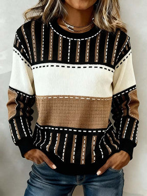 Kuscheliger Winter Color Block Pullover Damen Oversize