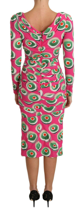 Dolce & Gabbana Rosa Seiden Cup Cake Etuikleid Stretchkleid