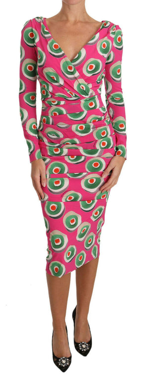 Dolce & Gabbana Rosa Seiden Cup Cake Etuikleid Stretchkleid