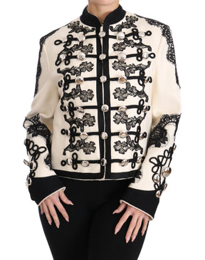 Dolce & Gabbana Weiß Wolle Schwarz Floral Barock Jacke