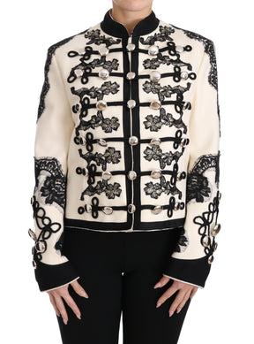 Dolce & Gabbana Weiß Wolle Schwarz Floral Barock Jacke