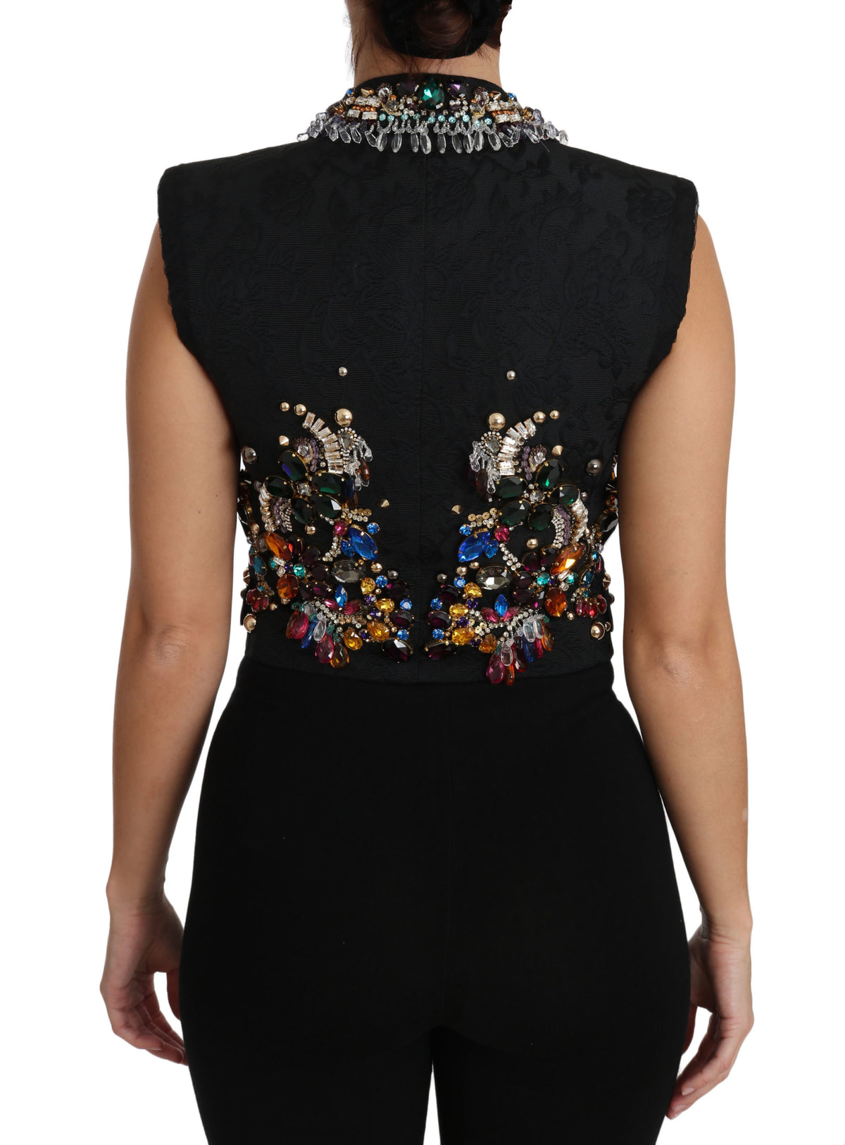 Dolce & Gabbana Schwarzer Kristall Sizilien Weste Weste