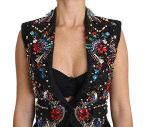 Dolce & Gabbana Schwarzer Kristall Sizilien Weste Weste