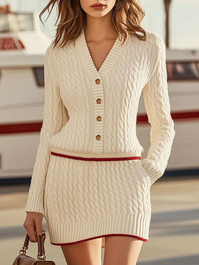 Herbstshafter 2-in-1 Strickpullover & Mini-Kleid Set - Chic & Komfortabel