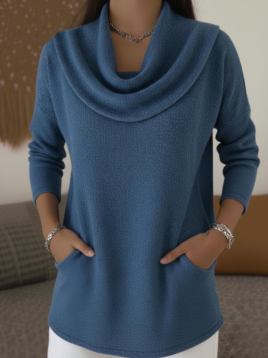 Herbsthighlight: Elegantes Blue Long Sleeve Top für kuschelige Tage