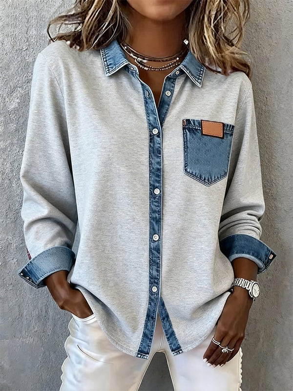 Warmes Denim Casual-Lapel-Shirt für stylische Winter-Looks