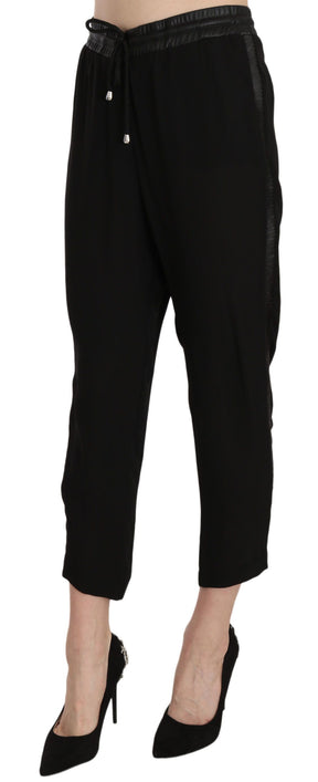 Guess Schwarze Polyesterhose mit hoher Taille und verkürzter Hose
