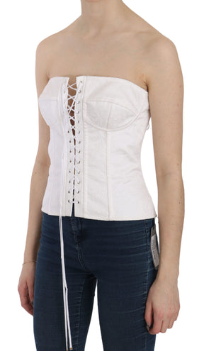 Dolce & Gabbana Weißes PALERMO Baumwolle Bustier Top Korsett