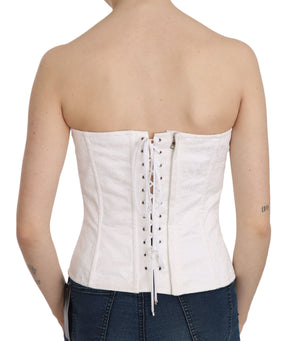 Dolce & Gabbana Weißes PALERMO Baumwolle Bustier Top Korsett