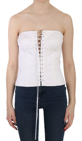 Dolce & Gabbana Weißes PALERMO Baumwolle Bustier Top Korsett