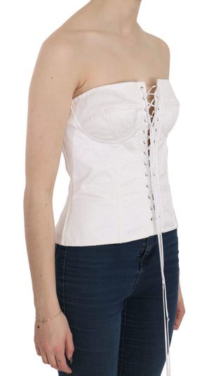 Dolce & Gabbana Weißes PALERMO Baumwolle Bustier Top Korsett