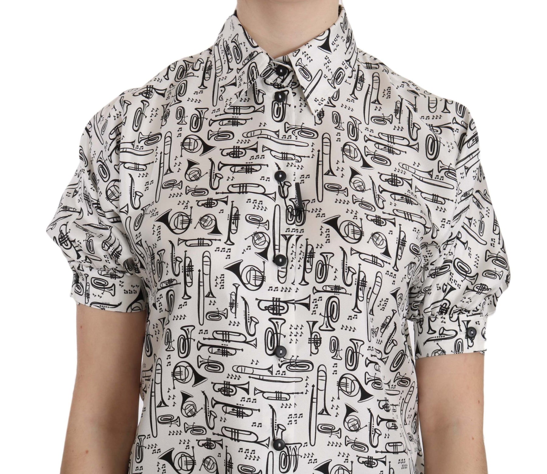 Dolce & Gabbana Trompetendruck Knopfleiste Seidentop Bluse
