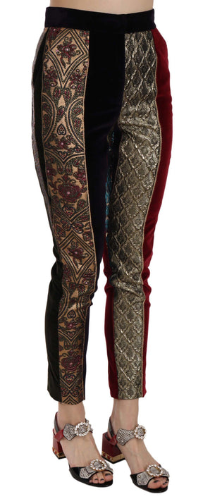 Dolce & Gabbana Mehrfarbige Jacquard-Hose mit konisch zulaufendem Bein