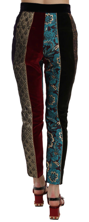 Dolce & Gabbana Mehrfarbige Jacquard-Hose mit konisch zulaufendem Bein