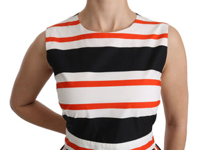 Dolce & Gabbana Multicolor Gestreiftes Midikleid mit Plissee in A-Linie