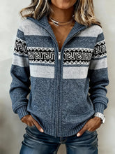 Warmer Winter-Cardigan mit Kapuze im Norweger-Stil