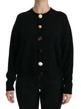 Dolce & Gabbana Schwarzer Strickpullover mit Knopfverzierung