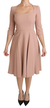 Dolce & Gabbana Rosa 3/4-Ärmel A-Linie Viskose Kleid