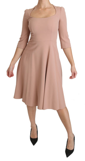 Dolce & Gabbana Rosa 3/4-Ärmel A-Linie Viskose Kleid
