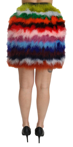 Dolce & Gabbana Rot-Blauer Mini-Federrock mit hoher Taille