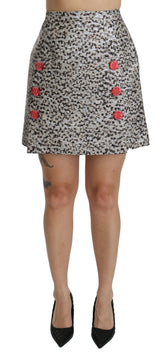 Dolce & Gabbana Silbernes Muster A-Linie Rock mit hoher Taille