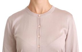 Dolce & Gabbana Rosa Seidenpullover mit langen Ärmeln und Spitze