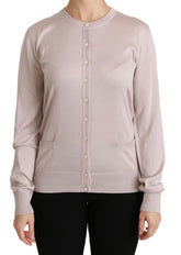 Dolce & Gabbana Rosa Seidenpullover mit langen Ärmeln und Spitze