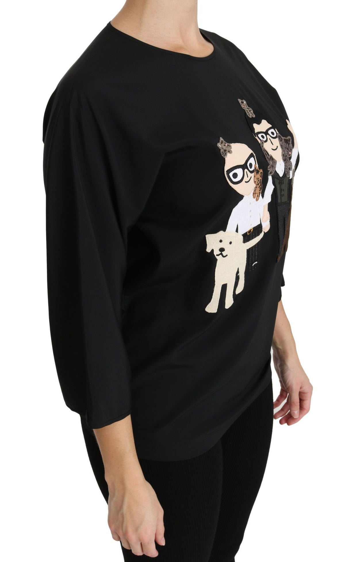 Dolce & Gabbana Schwarzes #dgfamily Top T-shirt Seidenbluse