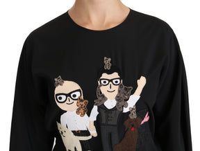 Dolce & Gabbana Schwarzes #dgfamily Top T-shirt Seidenbluse