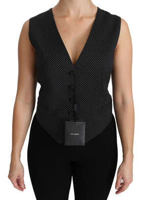Dolce & Gabbana Schwarz gepunktete Weste Weste Bluse Top