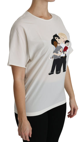 Dolce & Gabbana Weißes #dgfamily Patch Kurzarm-Blusentop