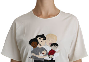 Dolce & Gabbana Weißes #dgfamily Patch Kurzarm-Blusentop