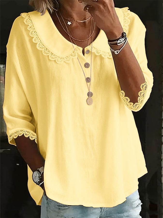 Winter Bluse Damen Weiß mit Spitze – Elegant für Büro & Fest