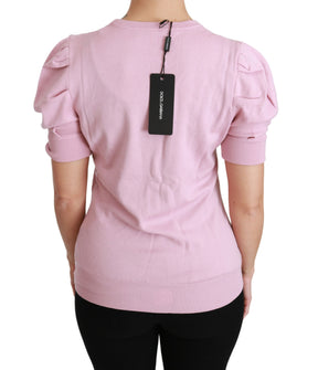 Dolce & Gabbana Rosa Bluse mit Blumenstickerei Wolltop