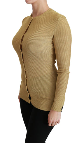 Dolce & Gabbana Gold Langarm Strickjacke Viskose Pullover