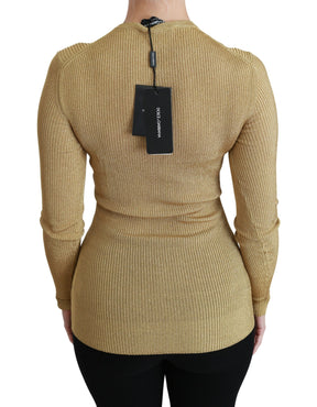 Dolce & Gabbana Gold Langarm Strickjacke Viskose Pullover