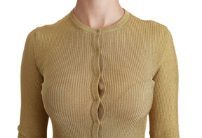 Dolce & Gabbana Gold Langarm Strickjacke Viskose Pullover