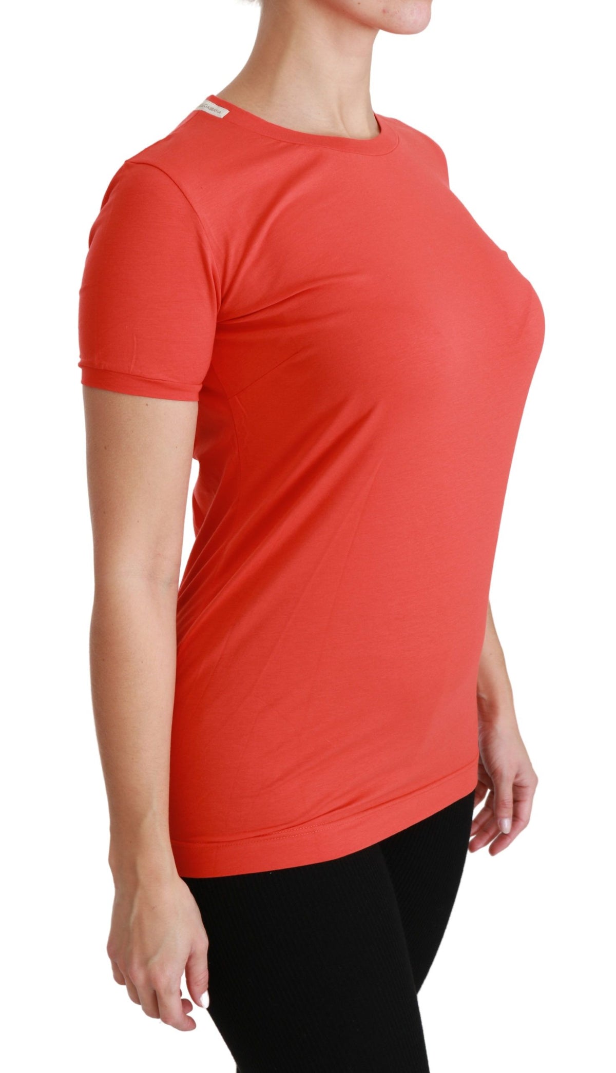 Dolce & Gabbana Rotes T-Shirt mit Rundhalsausschnitt und kurzen Ärmeln Baumwoll-Top
