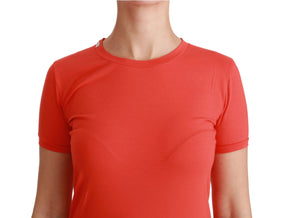 Dolce & Gabbana Rotes T-Shirt mit Rundhalsausschnitt und kurzen Ärmeln Baumwoll-Top