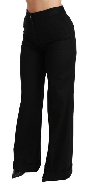 Dolce & Gabbana Schwarze Schlaghosen mit weitem Bein aus Kaschmir